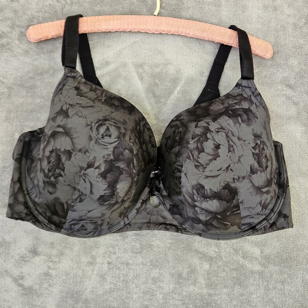 Torrid 42DD Gray Floral Underwire Bra Molded Plus Sz Moody Gothic Romantic